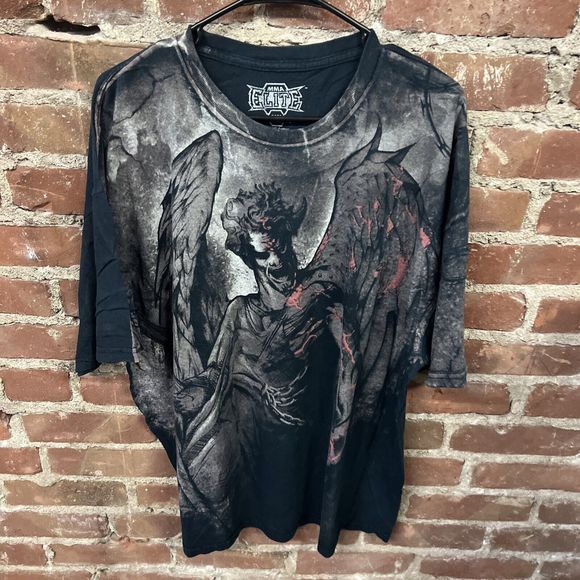 Vintage Y2K MMA Elite RARE Arch Angel Michael Lightning AOP T Shirt 2XL T27 - Picture 1 of 3